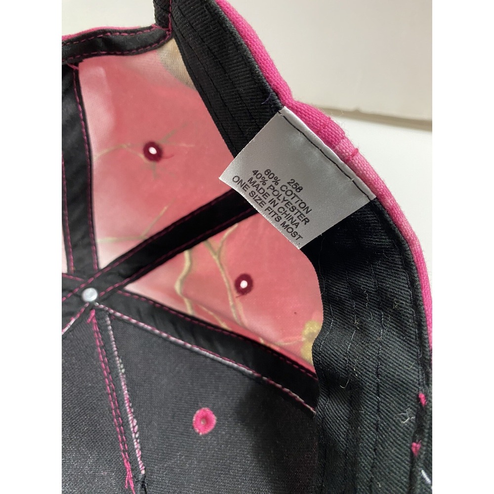 VTG Duck Commander‎ Pink Camo Hat Black Lace Overlay distress women's Adjustable - Picture 6 of 6